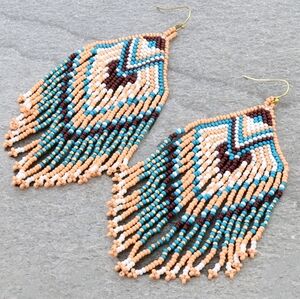 NWT Pink Bohemian Western Beaded Fringe Earrings